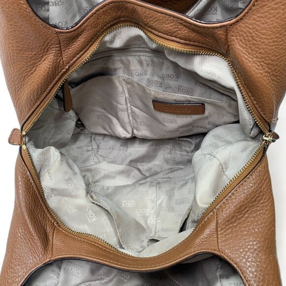 MICHAEL Michael Kors Large Fulton Triple Compartment Hobo Bag Tan Leather Gold - Picture 5 of 16